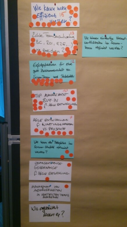Fragenbacklog mit "Dot Voting" im CSPO Kurs